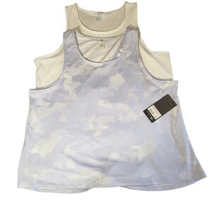 90 DEGREE By Reflex 2 pk Tie Dye Camo Lavender & White Tank Tops Size L